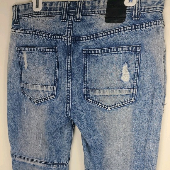 Contender Jeans Men's 34x34 Blue Distressed Embroidered Rose Patch Denim EUC - Picture 4 of 10